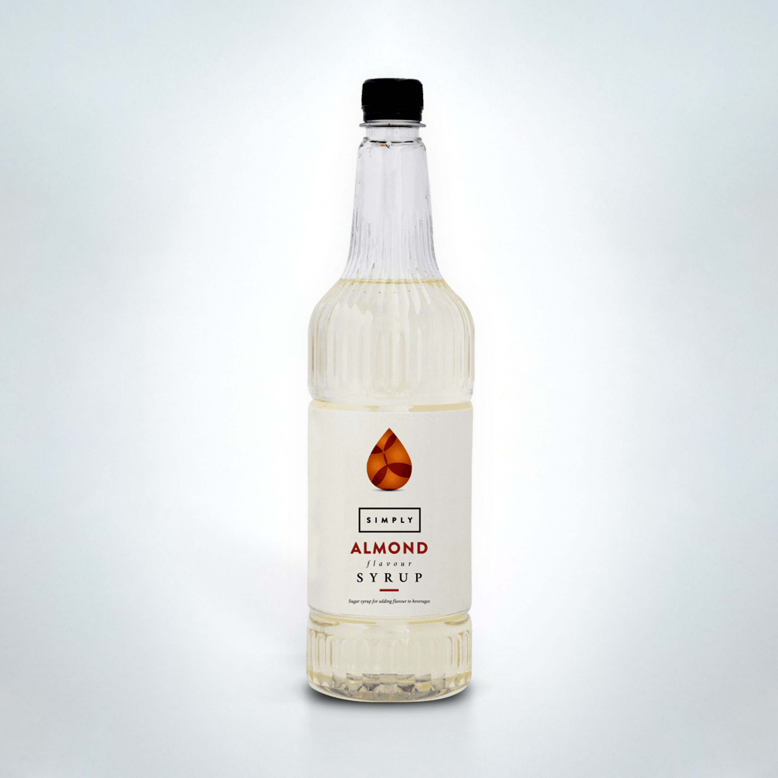 Simply Almond Syrup 1 Litre bottle. A smooth, nutty syrup with classic almond flavour—perfect for enhancing lattes, mochas, and dessert drinks in cafés, coffee shops, and hospitality venues