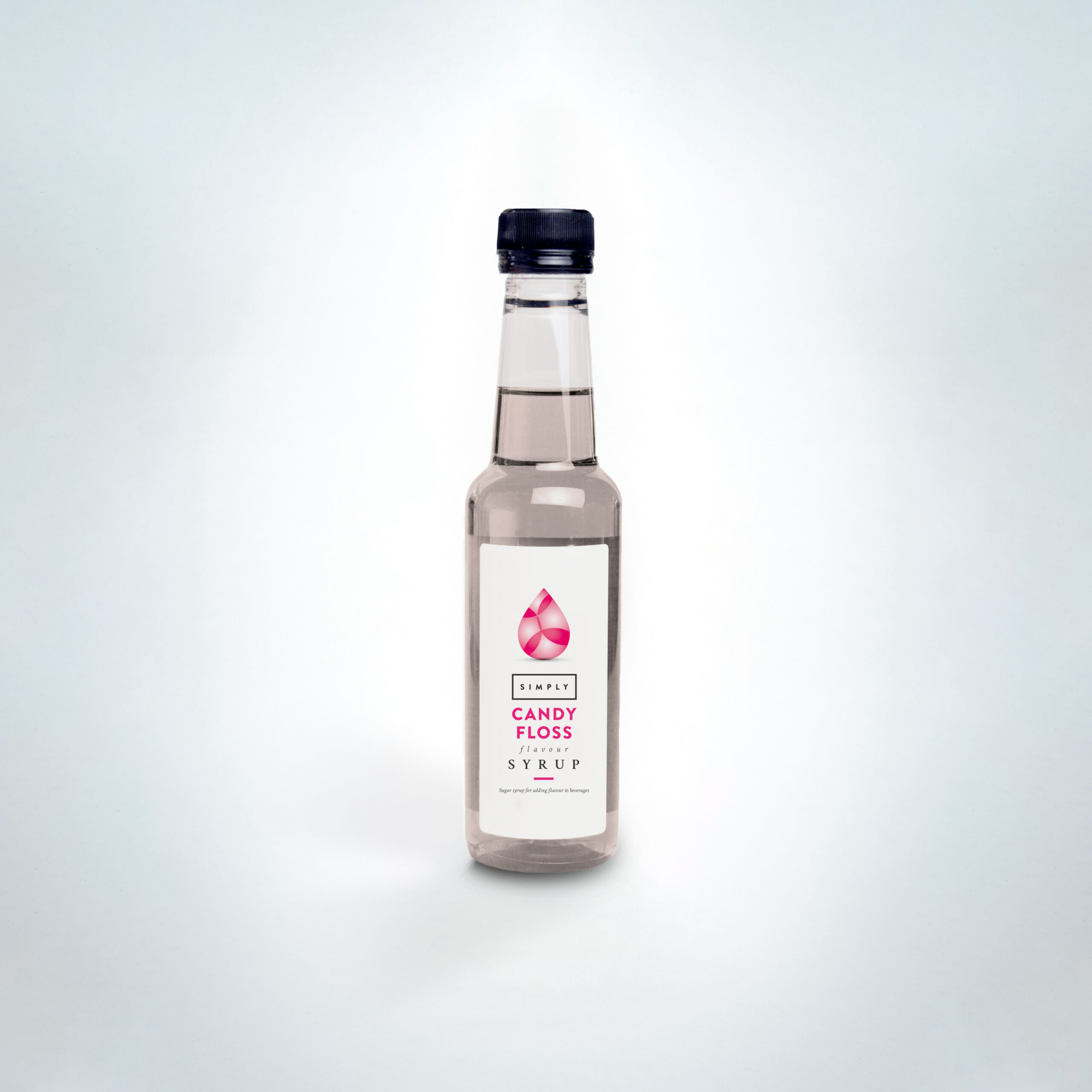 Simply Candy Floss Syrup 250ml bottle. A fun, sweet syrup with classic candyfloss flavour—perfect for creative drinks, milkshakes, and seasonal specials in cafés and dessert bars