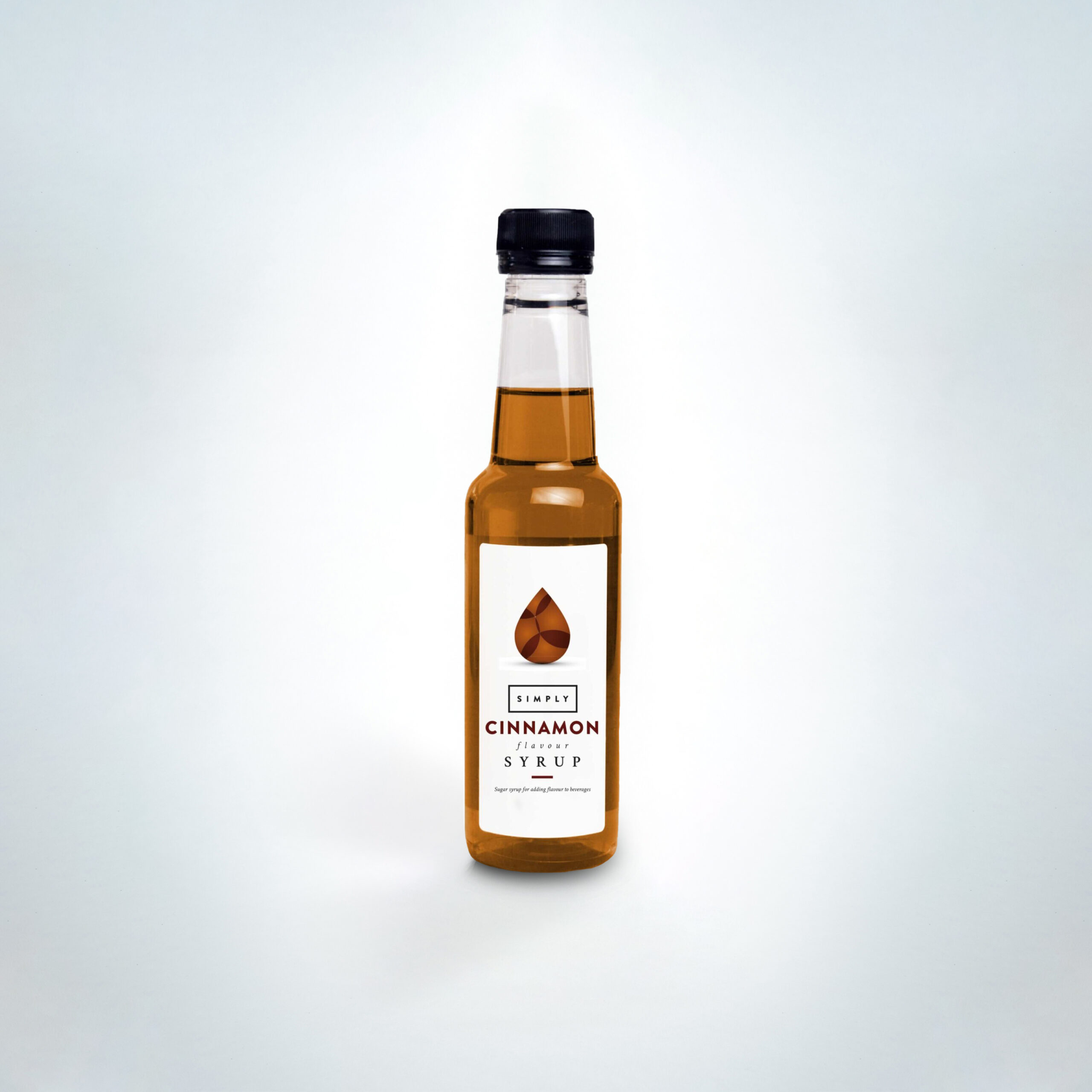 Simply Cinnamon Syrup 250ml bottle. A warm and aromatic syrup with classic cinnamon spice—perfect for lattes, mochas, and seasonal hot drinks in cafés, coffee shops, and hospitality venues
