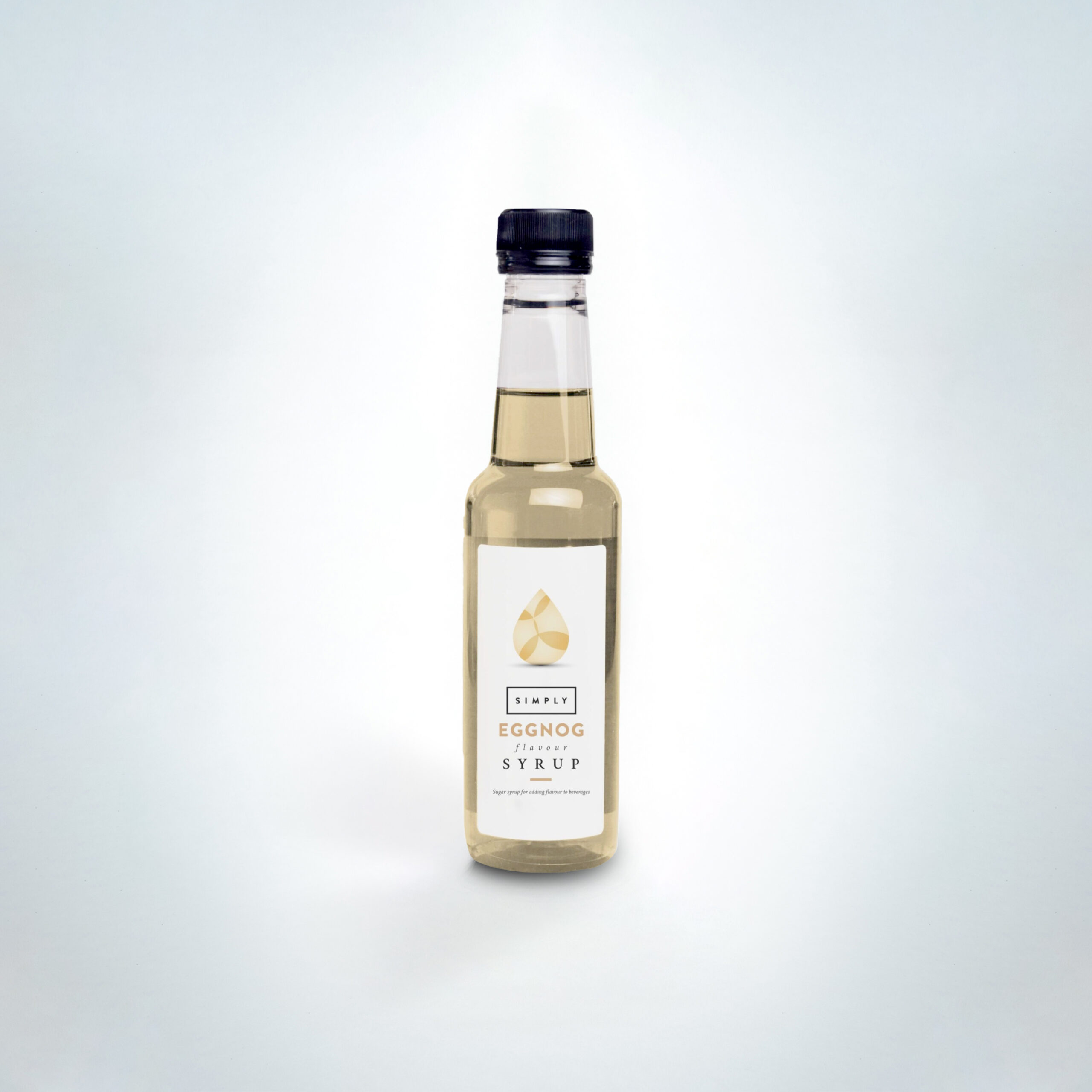 Simply Eggnog Syrup 250ml bottle. A festive syrup with creamy vanilla and nutmeg flavour, perfect for Christmas lattes, hot chocolates, and holiday drinks in cafés and hospitality venues