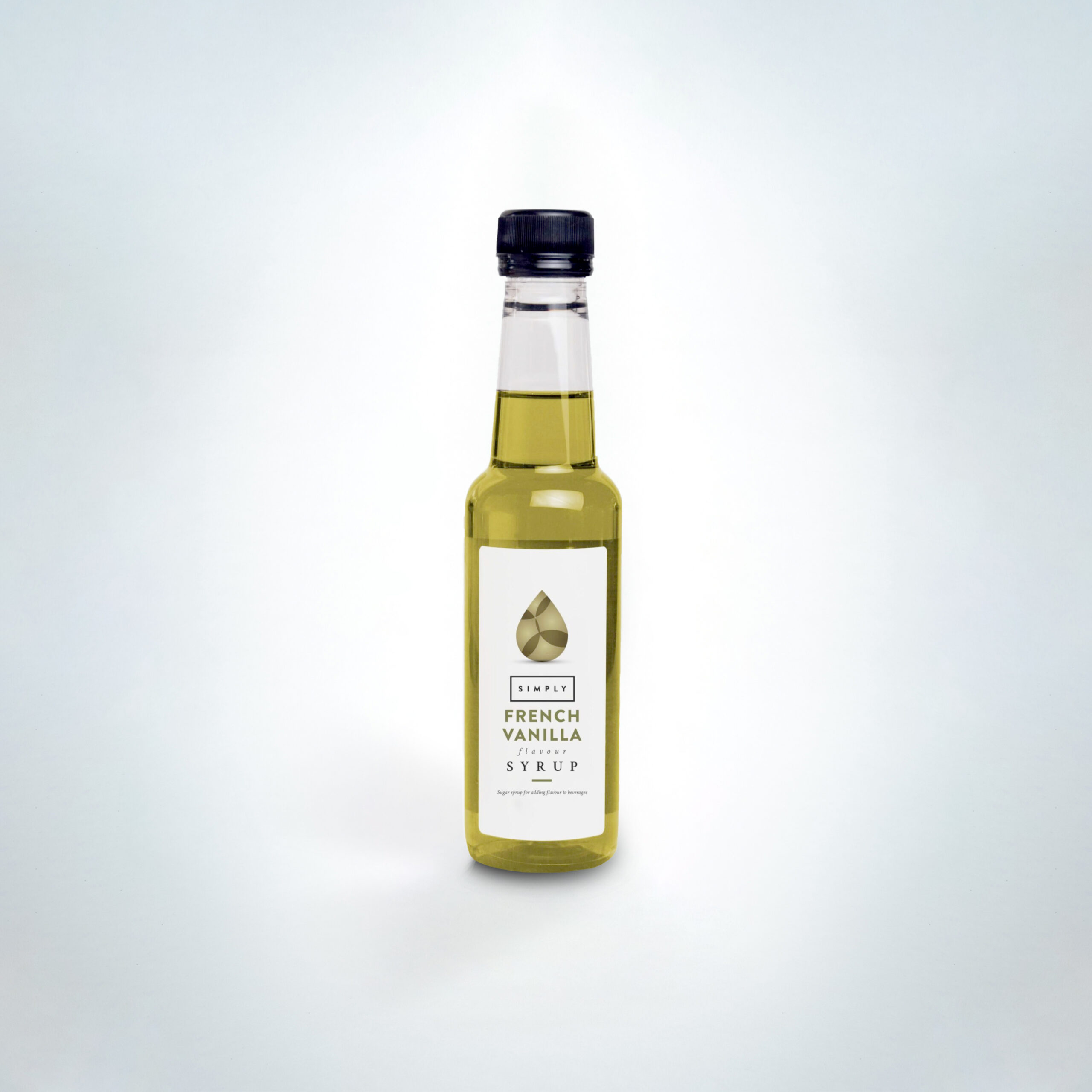 Simply French Vanilla Syrup 250ml bottle. A smooth and creamy vanilla flavouring ideal for coffees, lattes, and desserts—perfect for home use, cafés, and hospitality venues