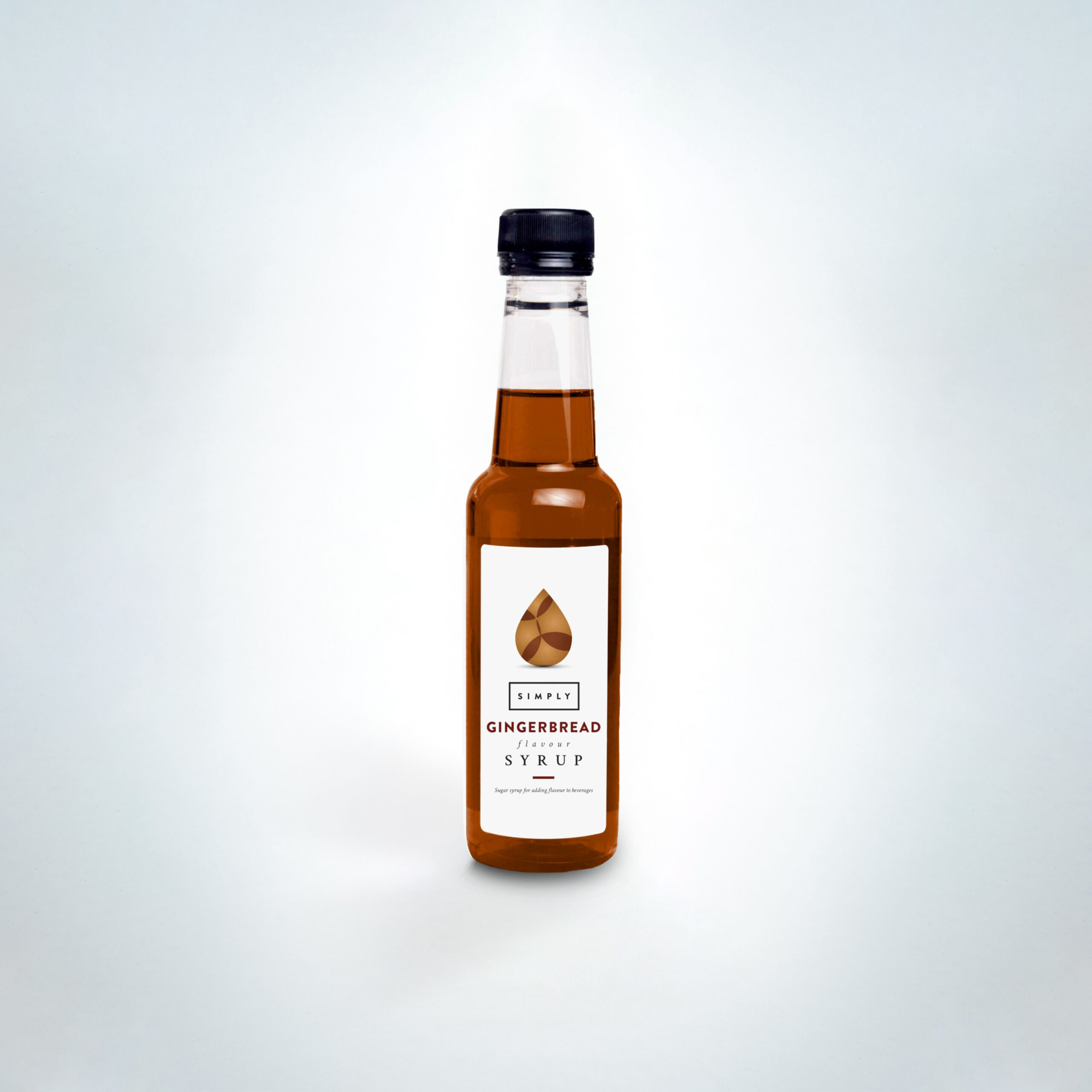 Simply Gingerbread Syrup 250ml bottle. A warm and spiced syrup with notes of ginger, cinnamon, and clove—perfect for festive lattes, hot chocolates, and seasonal drinks in cafés and hospitality venues