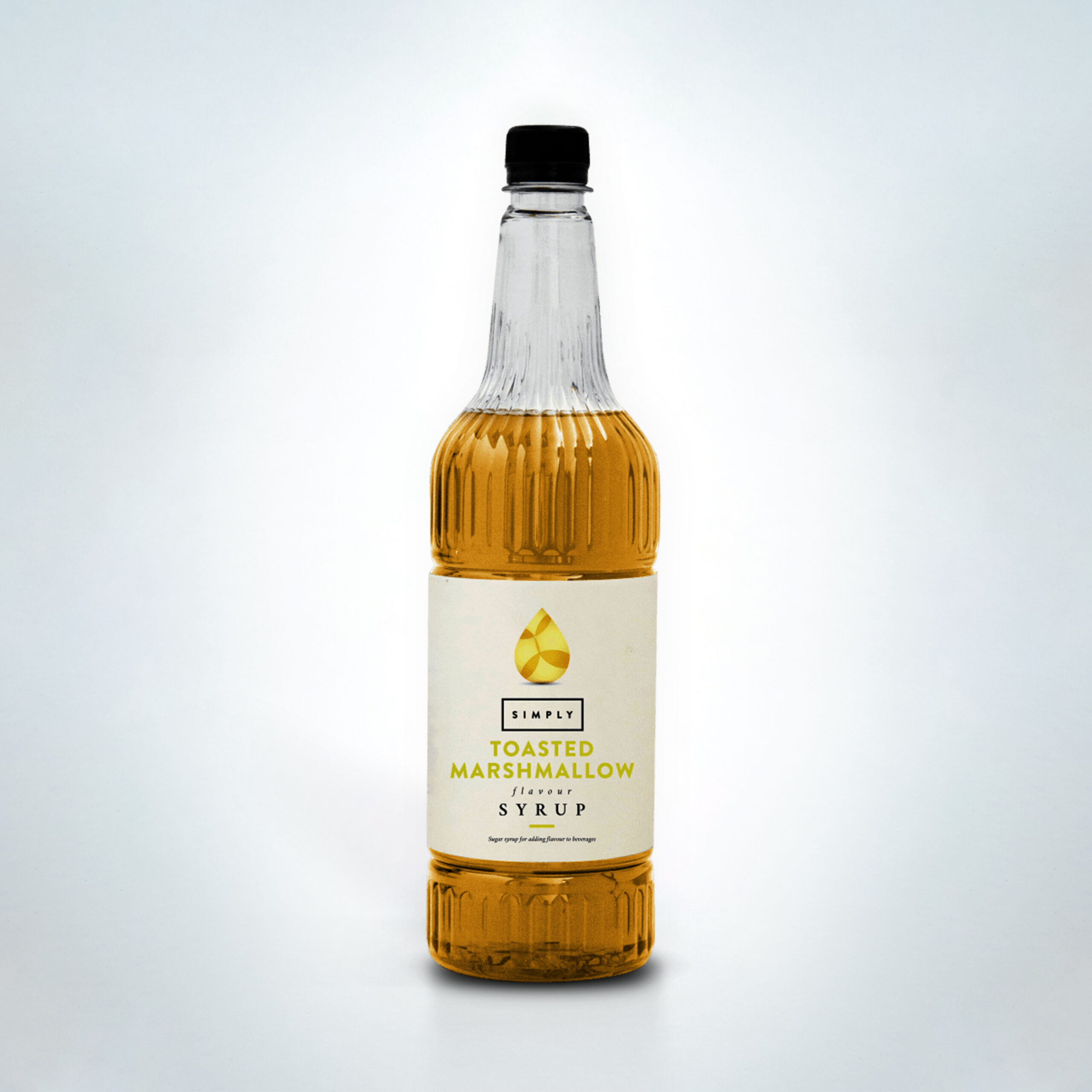 Simply Toasted Marshmallow Syrup 1 Litre bottle. A sweet and nostalgic syrup with toasted marshmallow flavour—perfect for hot chocolates, lattes, and creative dessert drinks in cafés, coffee shops, and hospitality venues