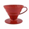 Hario V60 Red Plastic Coffee Dripper, Size 02—lightweight, durable pour-over brewer with spiral ribs for optimal extraction; ideal for brewing 1–4 cups of specialty coffee at home or in cafés.