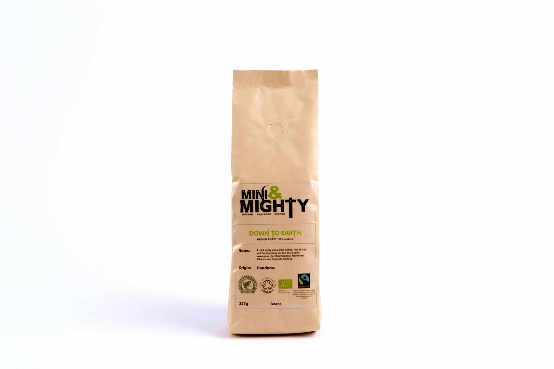 organic coffee beans down to earth 227g 100% arabica