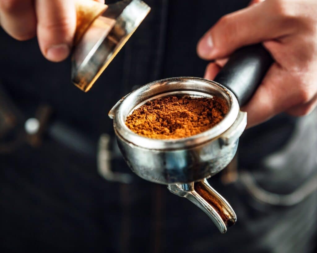 Professional espresso machine in a café setting, designed for high-quality coffee preparation with precision and performance