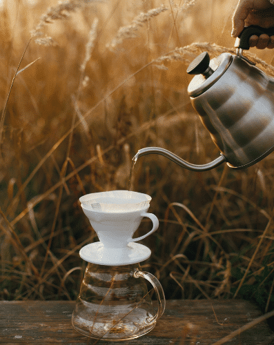 hario v60 dripper being poured