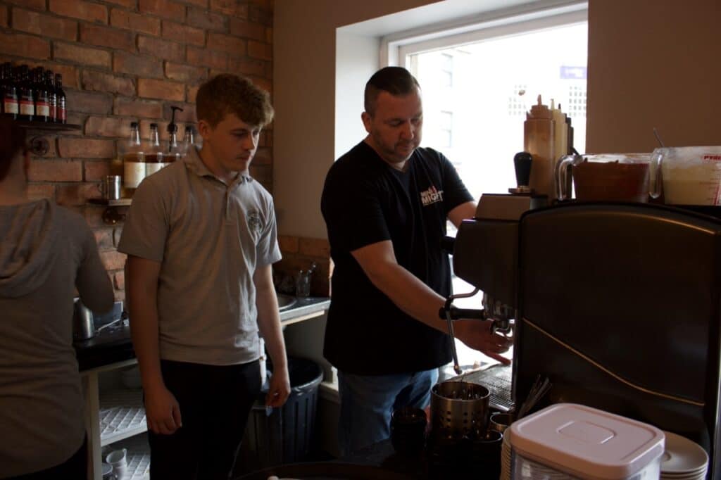 Training at the chocolate cafe in Ramsbottom
