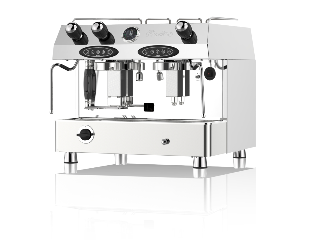Fracino Contempo Dual Fuel 2 Group espresso machine with versatile dual fuel system, ideal for high-performance coffee service in commercial settings