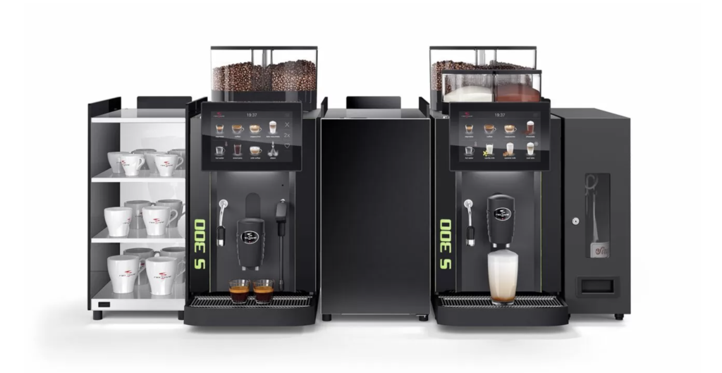 Screenshot of Mini & Mighty Espresso’s product page displaying Rex Royal S300 espresso machine features and specifications