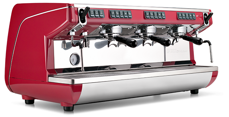Appia Life Nuova Simonelli 3grAlti espresso machine, red color
