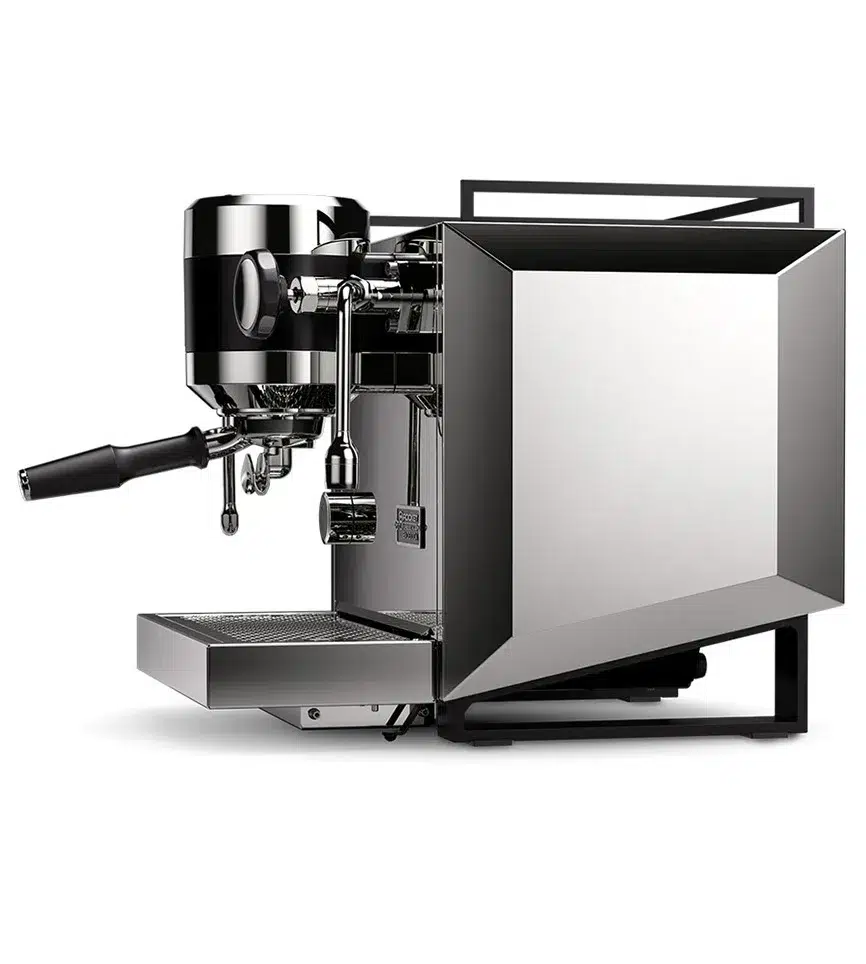 Bicocca Espresso Machine by Mini & Mighty, side view. A sleek, high-performance espresso machine designed for cafés and professional baristas, offering consistent coffee extraction and reliability