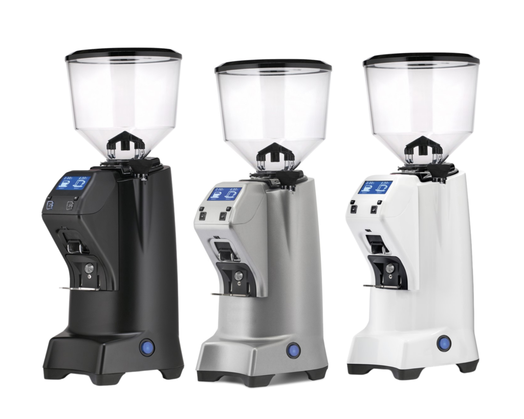 Eureka Zenith Coffee Grinder in three colors. A versatile, high-performance espresso grinder with precise grind control and large flat burrs, ideal for high-volume cafés and professional baristas.